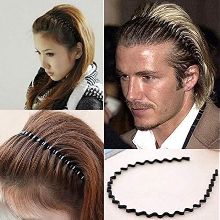 Oem unisex black metal comb sports band long hair headband black for men and women - Image 3